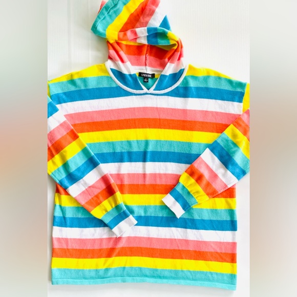 MULTI COLORED SMALL LIGHTWEIGHT HOODED SWEATER—LIKE NEW-PERFECT-OVER SIZED LOOK - Picture 8 of 13